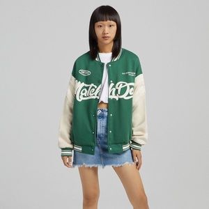 Bershka Oversized Varsity Bomber Jacket